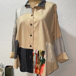 NWT Brown Patch Oversize Tunic MSQUARE by NEETU MALIK sz 0 S M L